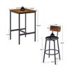 SKRAN Set of 3 Industrial Bar Table and Chairs, Square Pub Table with 2 Stools & Backrest,Counter Height set for Dining Room Small Space - 3 of 4