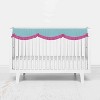 Bacati - Little Dino Girls Fucshia/Aqua Solid Long Crib Rail Guard Cover - 2 of 4