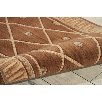 Elegant Mink-Brown Diamond Lattice Hand-Carved Wool Rug