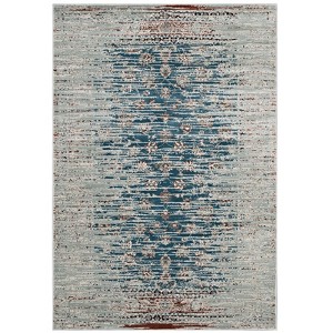 Modway Hesper Distressed Contemporary Floral Lattice 8x10 Area Rug - Teal/Beige/Brown,  Two-Ply Polypropylene Yarn ,  Tight Low Pile Weave - 1 of 4