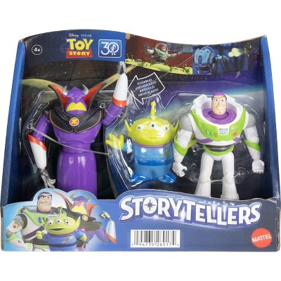 Storytellers Story Intergalactic 3-Pack of Action Figures, 4-Inch Scale Buzz Lightyear, Zurg & Alien Posable Toys