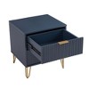 Gulches Midnight Blue 2-Drawer Fluted Nightstand, Modern Glam MDF Side Table with Gold Metal Legs/Handles, Tool-Free "Snap It" Assembly - 4 of 4