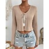 Women's Casual Tie-Front Cardigan - Lightweight Long Sleeve Knit Sweater with Chest Tie Detail - 2 of 4