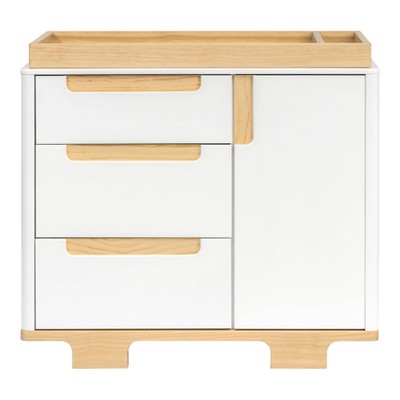 White and Natural Pinewood 3-Drawer Changer Dresser