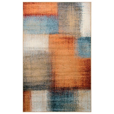 Modern Geometric Patchwork Indoor Area Rug or Runner by Blue Nile Mills