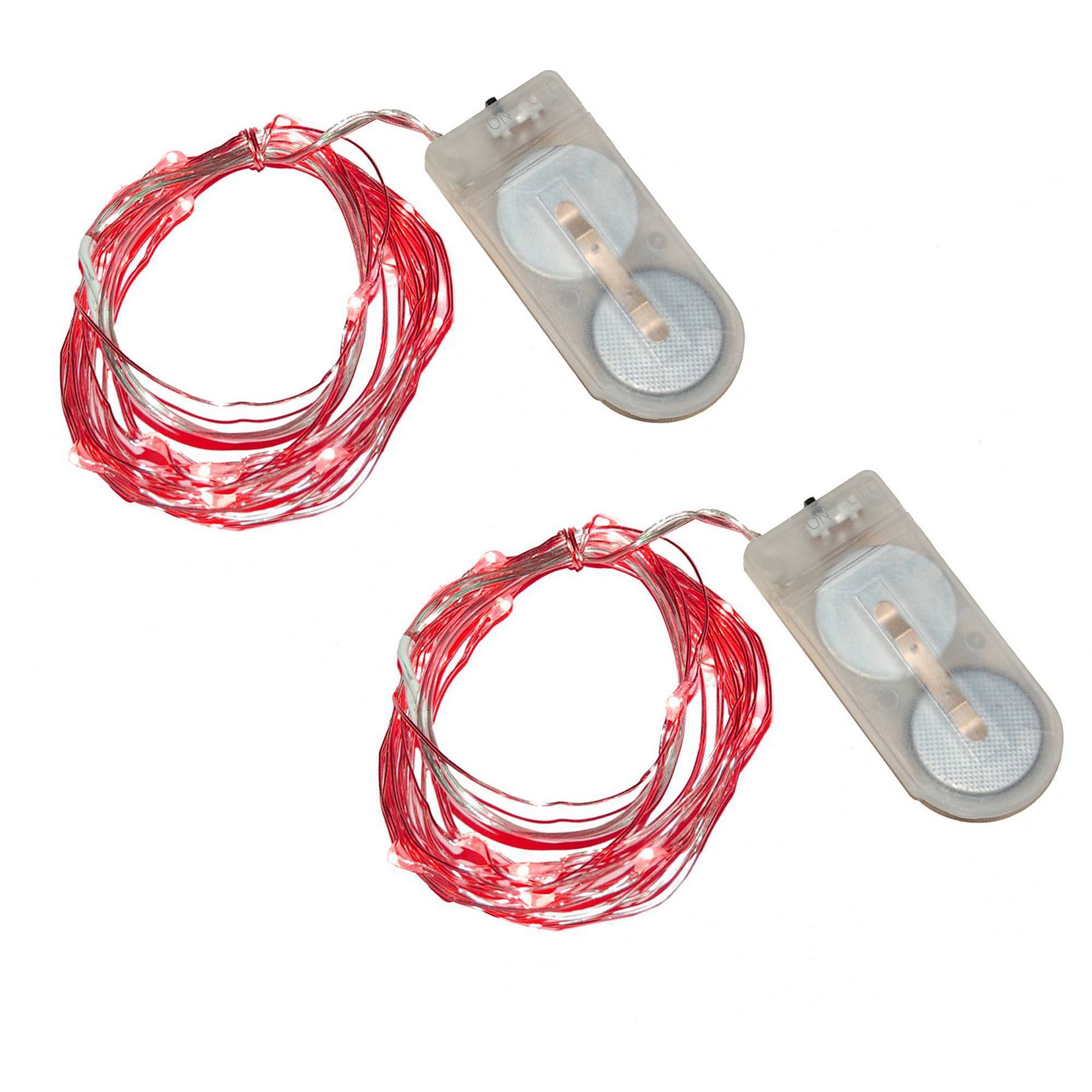 Lumabase 2ct Battery Operated LED Fairy String Lights Red