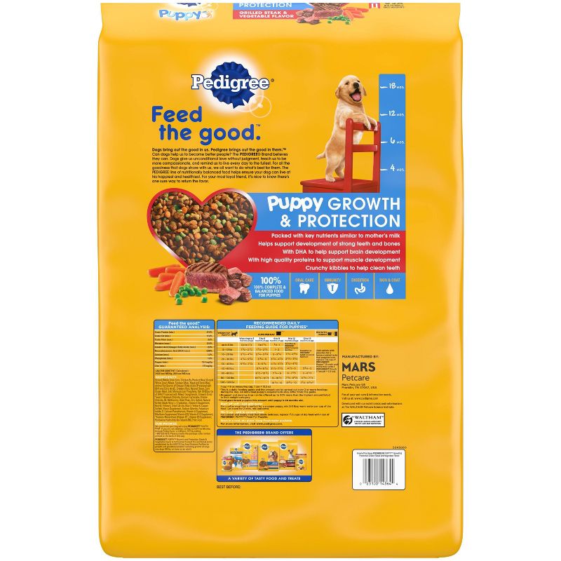 Pedigree Grilled Beef Steak &#38; Vegetable Flavor Puppy Growth &#38; Protection Complete &#38; Balanced Dry Dog Food - 14lbs, 4 of 8
