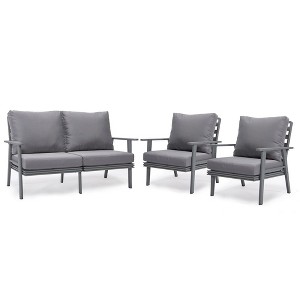 Leisuremod Walbrooke Modern 3 Piece Patio Set with Grey Aluminum Frame - 1 of 4