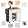 Kitchen Island With Power Outlet, Kitchen Storage Island With Drop Leaf And Rubber Wood, Adjustable Storage - 2 of 4