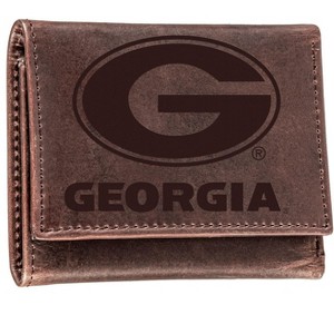 Evergreen NCAA Georgia Bulldogs Brown Leather Trifold Wallet Officially Licensed with Gift Box - 1 of 1
