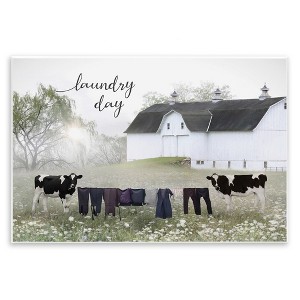Stupell Industries Laundry Day with Rural Cows Wall Plaque Art - 1 of 4