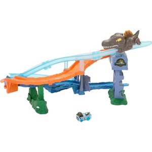 Jurassic World Hot Wheels Racer Verse Rebirth Crash and Splash Track Set and Die-Cast Dinosaur Toy Car - 1 of 2