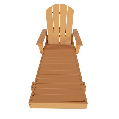 Teak HDPE Adirondack Outdoor Chaise Lounge with Fixed Arms