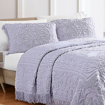Lavender Cotton Chenille Medallion Standard Pillow Sham