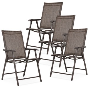 Aoodor Patio Folding Chairs 4-Pack Portable Dining Chairs Outdoor Textilene Sling Chairs for Camping,  Pool, Backyard - 1 of 4