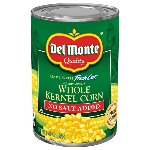 Del Monte No Salt Added Golden Sweet Whole Kernel Corn - 15.25oz : Target