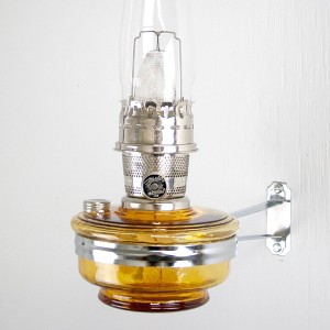 Aladdin Wall Mount Oil Lamp, Genie III Regency Fuel Lighting for Homesteaders or Emergencies, Amber Glass, 18 inches tall, Nickel Trim - 1 of 4