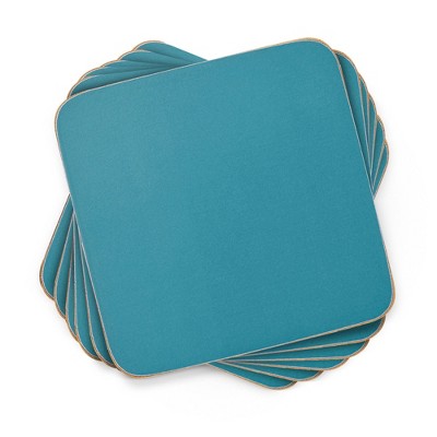 Pimpernel Evergreen Coasters - Set of 6 Nature-Inspired Drink Cushions with Cork Back - 4" x 4" Heat-Resistant & Spill-Safe Mug Mats