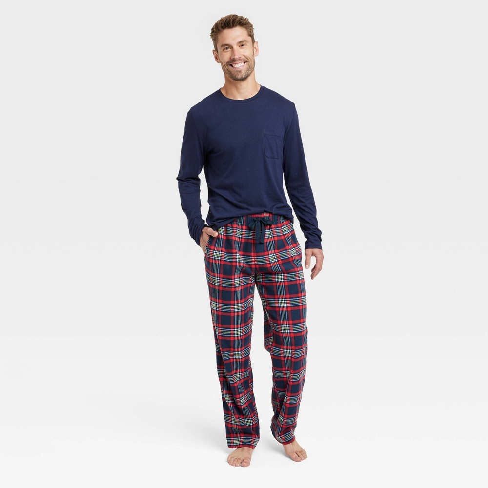 Men's Plaid Microfleece Pajama Set 2pc - Goodfellow & Co™ Blue M