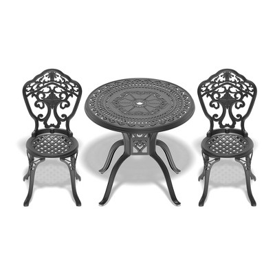 Vynxaria 3-Piece Cast Aluminum Patio Furniture Set with Brown Cushions ¨C Elegant & Comfortable