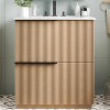 Vynxaria 30 Inch Natural Fluted Bathroom Vanity with Ceramic Sink One Complete Unit Solid Wood Cabinet Two Full Extension Soft Close Drawers 15 Inch - 2 of 4