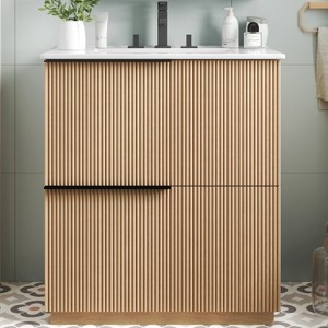 Grungis Bathroom Vanity with Ceramic Sink and Full-Extension Drawers,Freestanding Cabinet with Soft Close Drawer Slides - 1 of 4