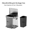 8 Gal Dual Compartment Stainless Steel Trash Can, Soft Close Lid with Removable Inner Buckets, Recycling Waste Bin for Kitchen Home and Office Use - 3 of 4
