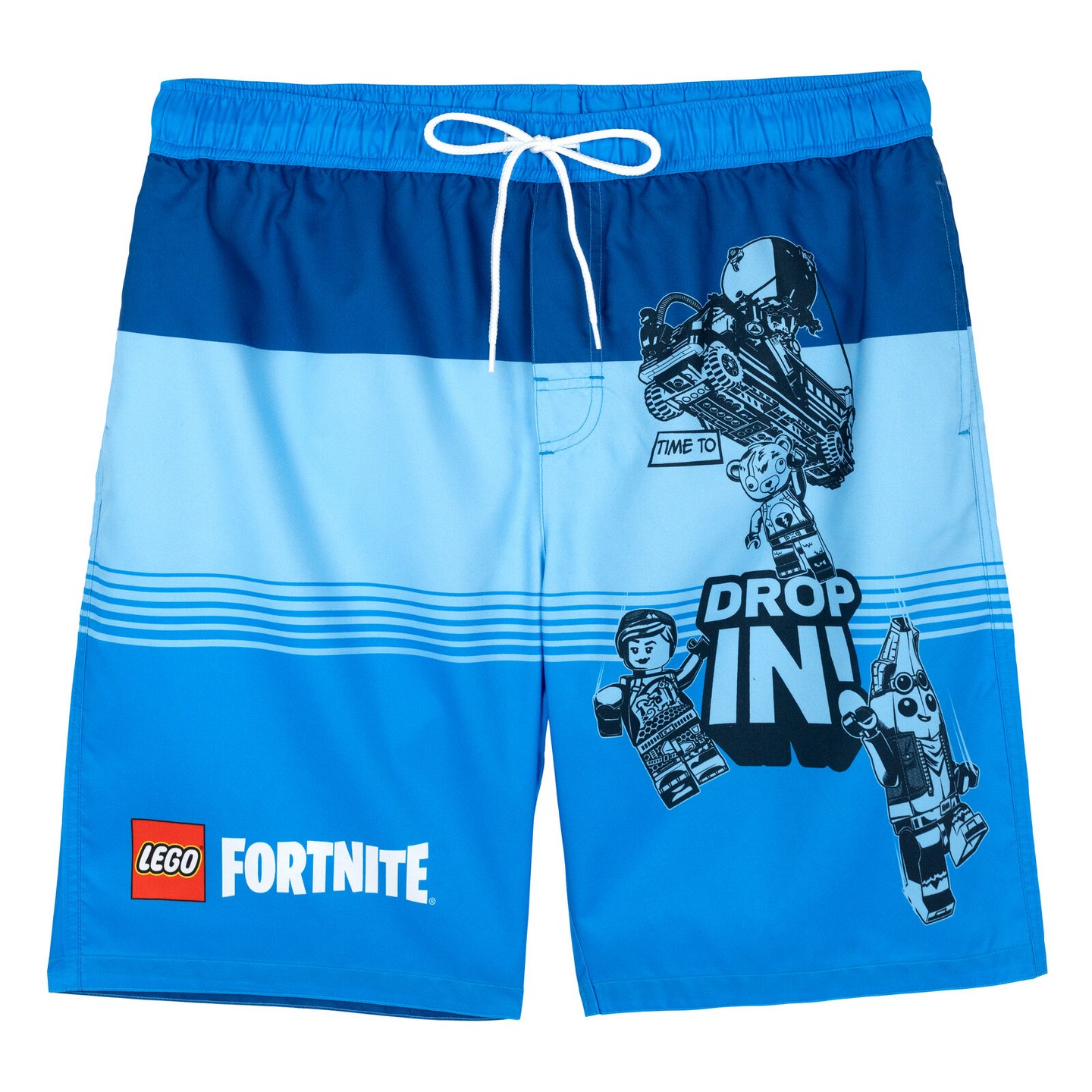 LEGO Fortnite Men's Printed Drawstring Elastic Waist Bathing Suit Peely Blue Small, цвет: Синий — фото 1
