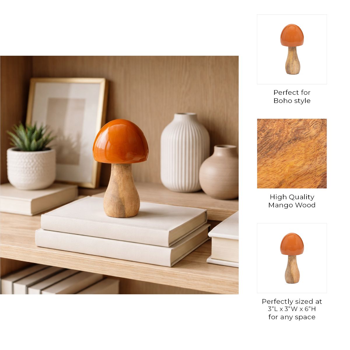 Home Decor Mushroom Sculpture for Shelf Decor or Coffee Table Decor - Decorative Ornaments for Living Room, Bathroom or Office Décor - thumbnail 5