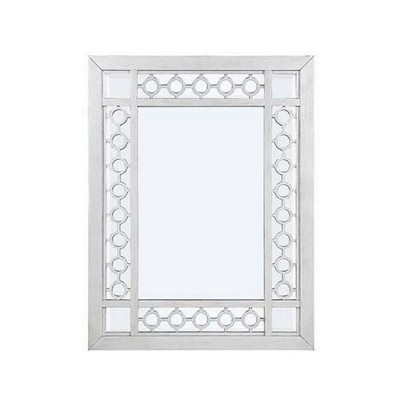Royal Hampton 40 Inch Ornate Wood Mirror, Portrait, Round Cut Out Design, White