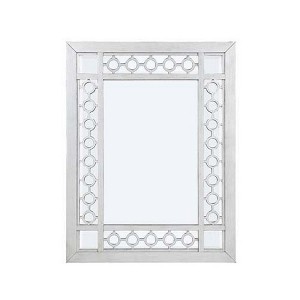 Royal Hampton 40 Inch Ornate Wood Mirror, Portrait, Round Cut Out Design, White - 1 of 4