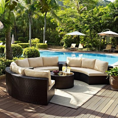 Crosley catalina outdoor wicker round sectional sofa new arrivals