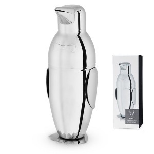 Viski Penguin Cocktail Shaker with Strainer, Stainless Steel Shaker Bottle, Bar Essentials, Home Bartender Shaker and Strainer Set, 17 oz. - 1 of 4