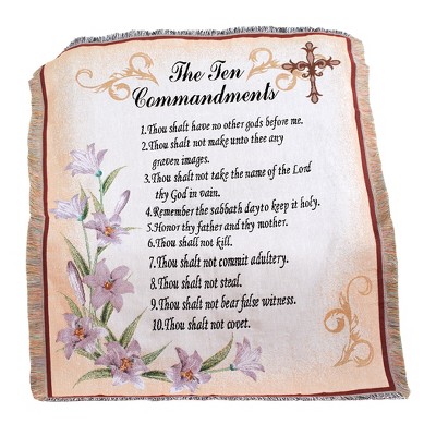 Collections Etc The Ten Commandments Fringe Border Tapestry Throw Pink