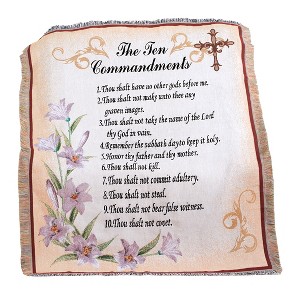 Collections Etc The Ten Commandments Fringe Border Tapestry Throw Pink - 1 of 2