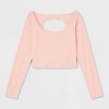 Women's Long Sleeve Lace Trim Open Back Top - Wild Fable™ - 4 of 4