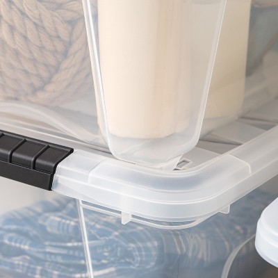 32 Qt Clear Stackable Plastic Storage Bins with Lids - 4 Pack