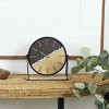 9"x9" Wooden Geometric Clock with Brown Wood Accents Black - Olivia & May: Silent, Modern Design, MDF Material - 3 of 4