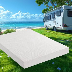 Dronery RV Mattress Short Queen 8" Memory Foam Mattresses,Premium Cooling Green Tea/Gel Medium Firm Bed-Mattress, For Camper/Trailer/Truck,75'' x 60'' - 1 of 4