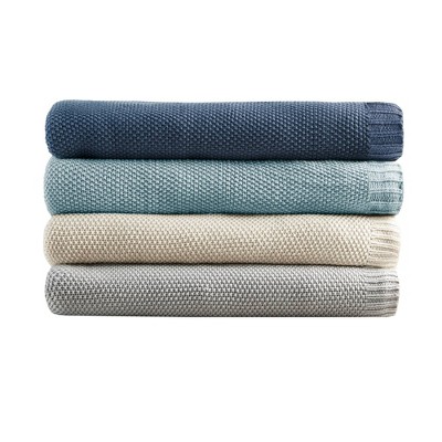 Full Size Light Blue Knitted Acrylic Blanket