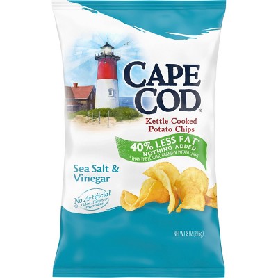 Cape Cod Kettle Cooked Potato Chips Reduced Fat 40% - Sea Salt And Vinegar (8oz)