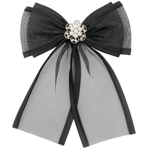 INSPIRE CHIC Women's Mesh Elegant Solid Color Beads Rhinestone Bow Tie - 1 of 4