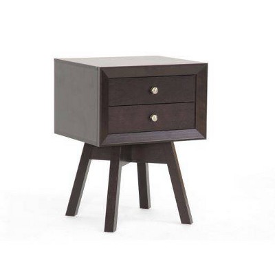 Warwick Brown 2-Drawer Modern Nightstand with Silver Knobs