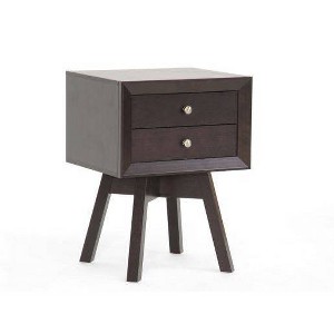 Warwick Modern Accent Table and Nightstand Brown - Baxton Studio: Engineered Wood, Dual Drawers, Mid-Century Design - 1 of 3