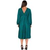 24seven Comfort Apparel Shimmer Pleated V Neck Empire Waist Bishop Sleeve Midi Dress - 3 of 4