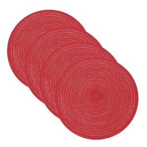 Unique Bargains Woven Braided Washable Decorative Round Placemat 4 Pcs - 1 of 4
