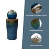 LuxenHome 30" Ceramic Outdoor Water Fountain, Glazed Blue Bubbling Sphere Garden Water Fountain Outdoor and Indoor - 4 of 4