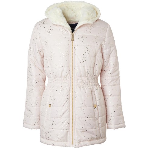 Limited Too Toddler Girl Midweight Long Puffer Jacket With Baby Fur Lining Soft Blush 4t Target