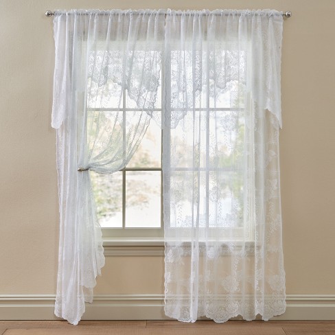 Brylanehome Ella Floral Lace Panel With Attached Valance - 58