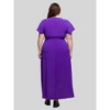 24seven Comfort Apparel Plus Size V Neck Belted Faux Wrap High Low Dress - 3 of 4